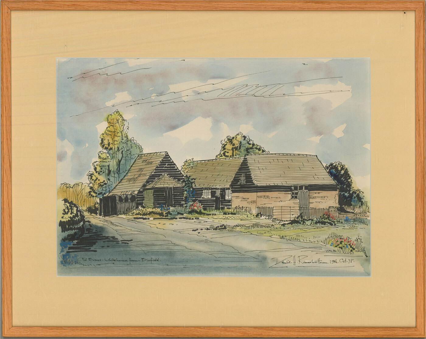 Denis H. Ramsbottom – 1978 Watercolour, Old Barns at Whitehouse Farm