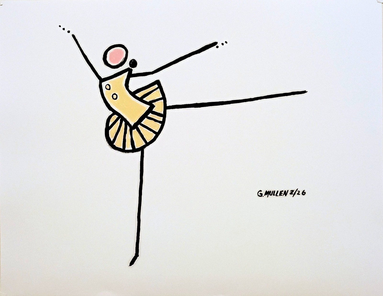Original Ballet Dancer 11×14 Acrylic Paper Abstract Modern Art