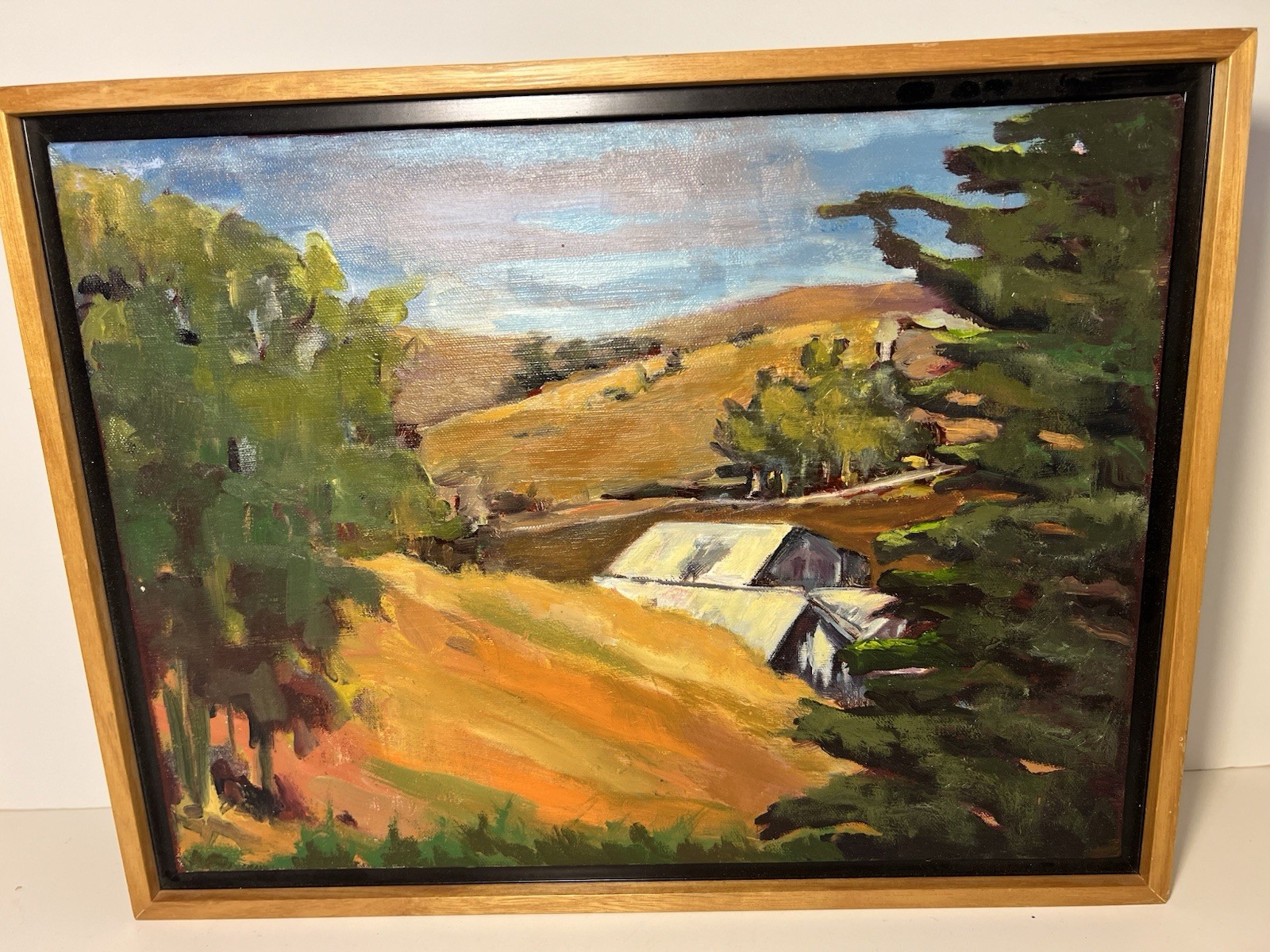 Landscape Art Print Oil On Canvas with Wooden Frame