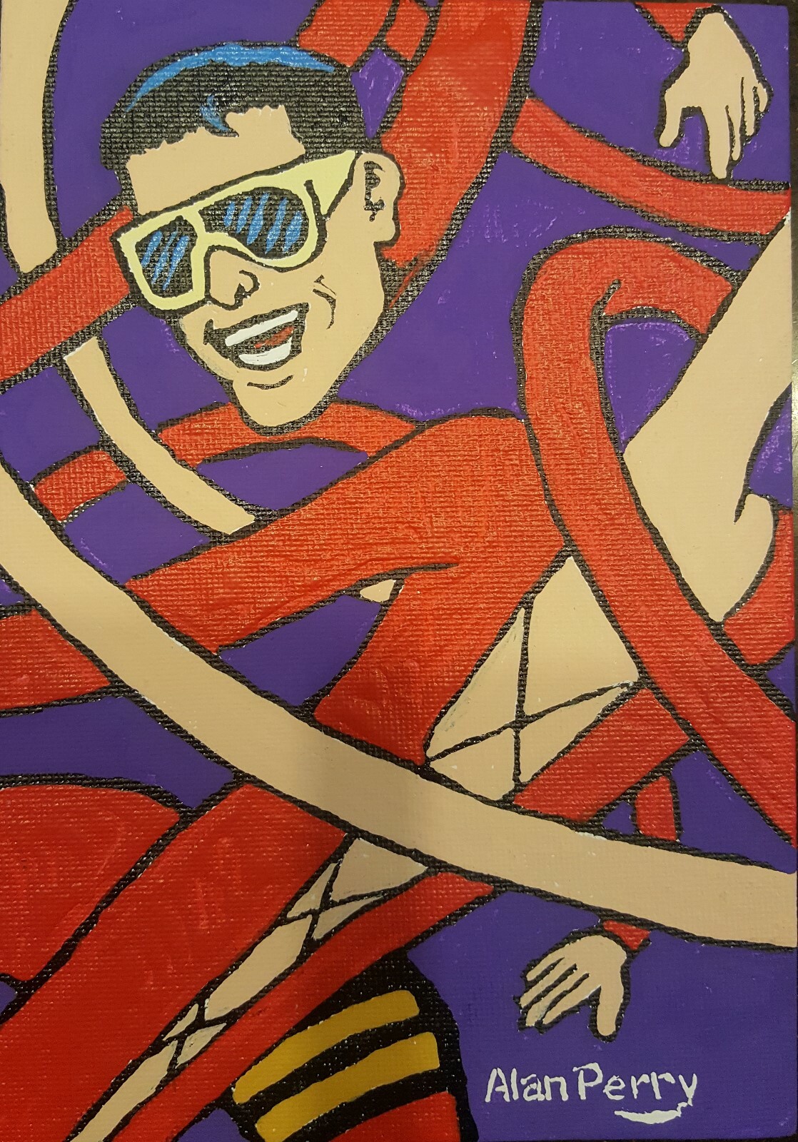 Plastic Man, DC Superhero, Original 5″ x 7″ Acrylic Painting