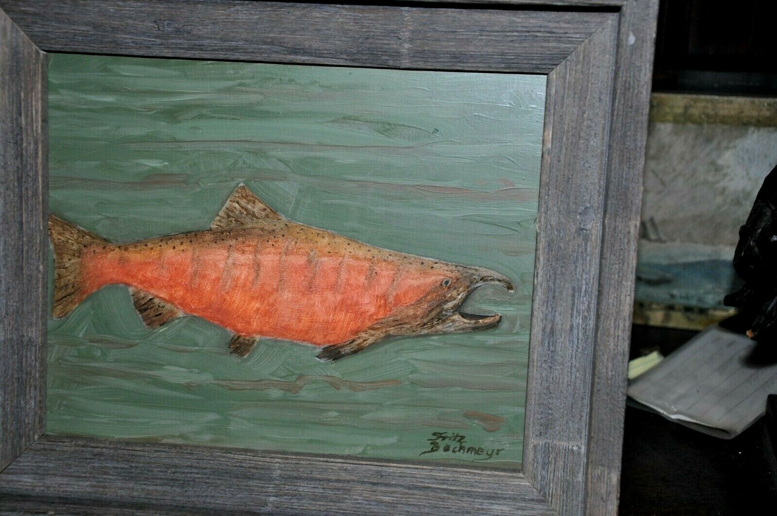 Beautiful Salmon Fish Painting by Listed Artist
