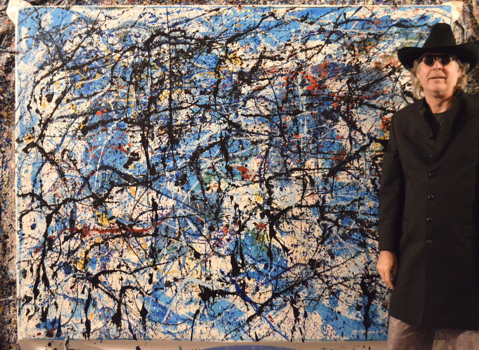 Pollock/Richter style Professional Painting 81” X 62”(6ft 9in)Abstract Modern XL