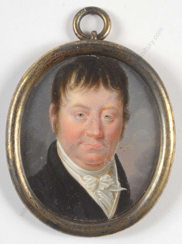 Liepmann Fraenckel (1772-1857)-Attrib. «Male portrait», miniature, 1810/20s