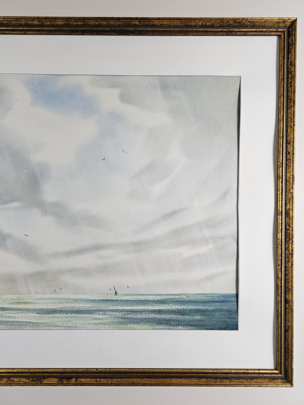 Large Vintage Original Signed Thomas Currey Painting 32×27 Framed Landscape Art