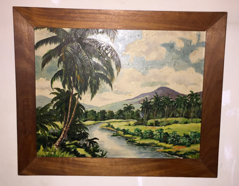 Lloyd Van Pitterson – RARE Vintage Original Oil Board Popular Jamaican Artist