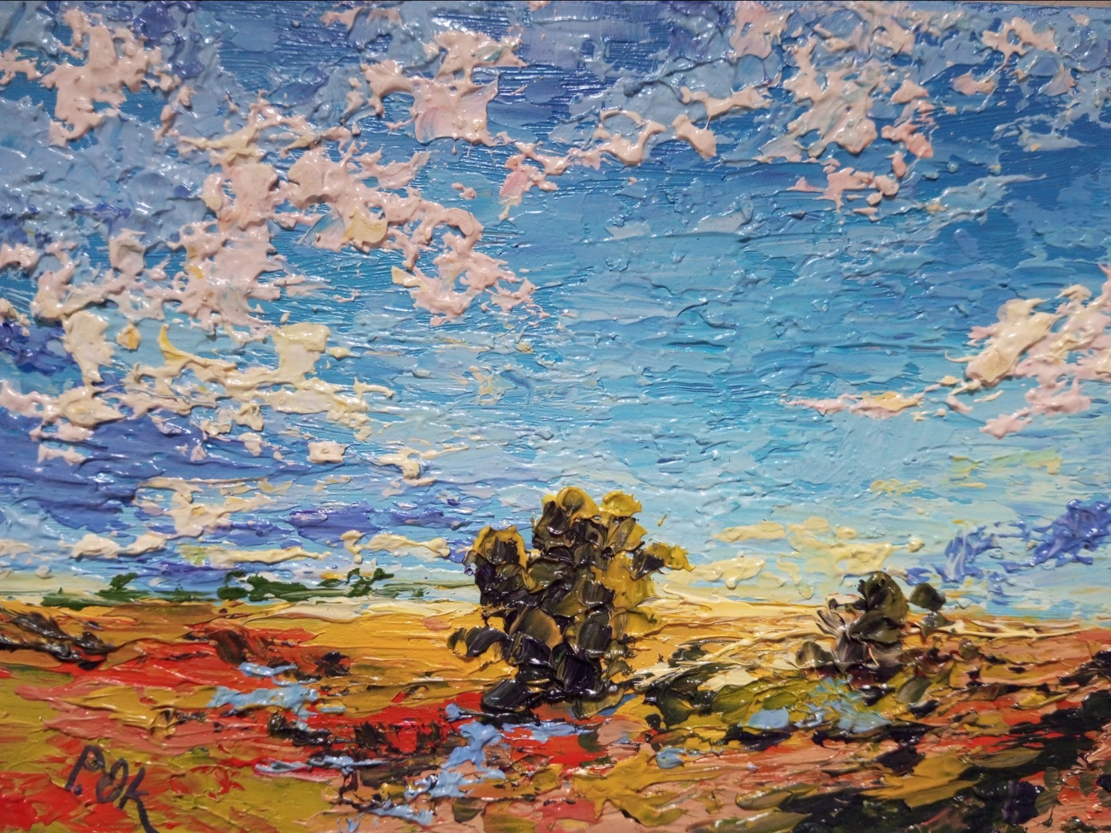 Original Impressionism Oil Painting Nature Textured Landscape artwork Impasto