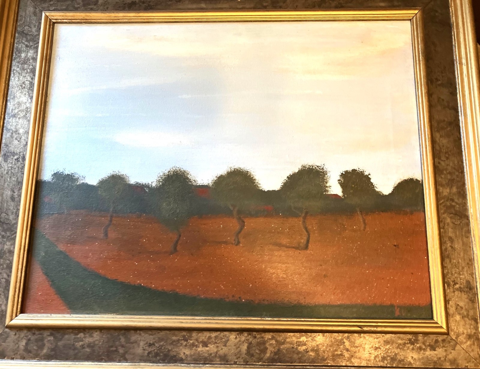 Original Framed Acryllic On Canvas Painting Titled «Home» Nature Trees 20 x 16″