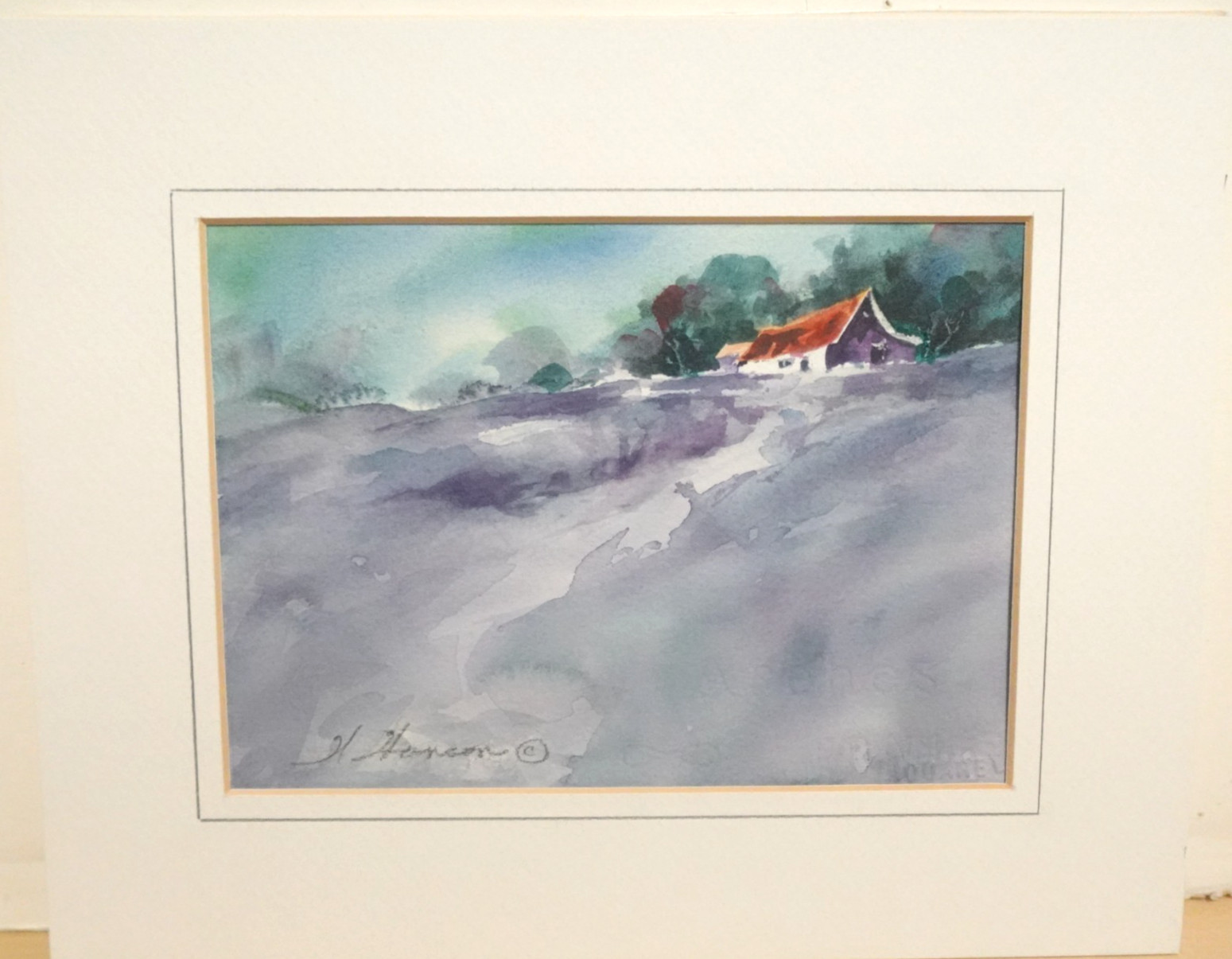 WES HANSON «COLD DISCOVERY» SMALL ORIGINAL WATERCOLOR LANDSCAPE PAINTING