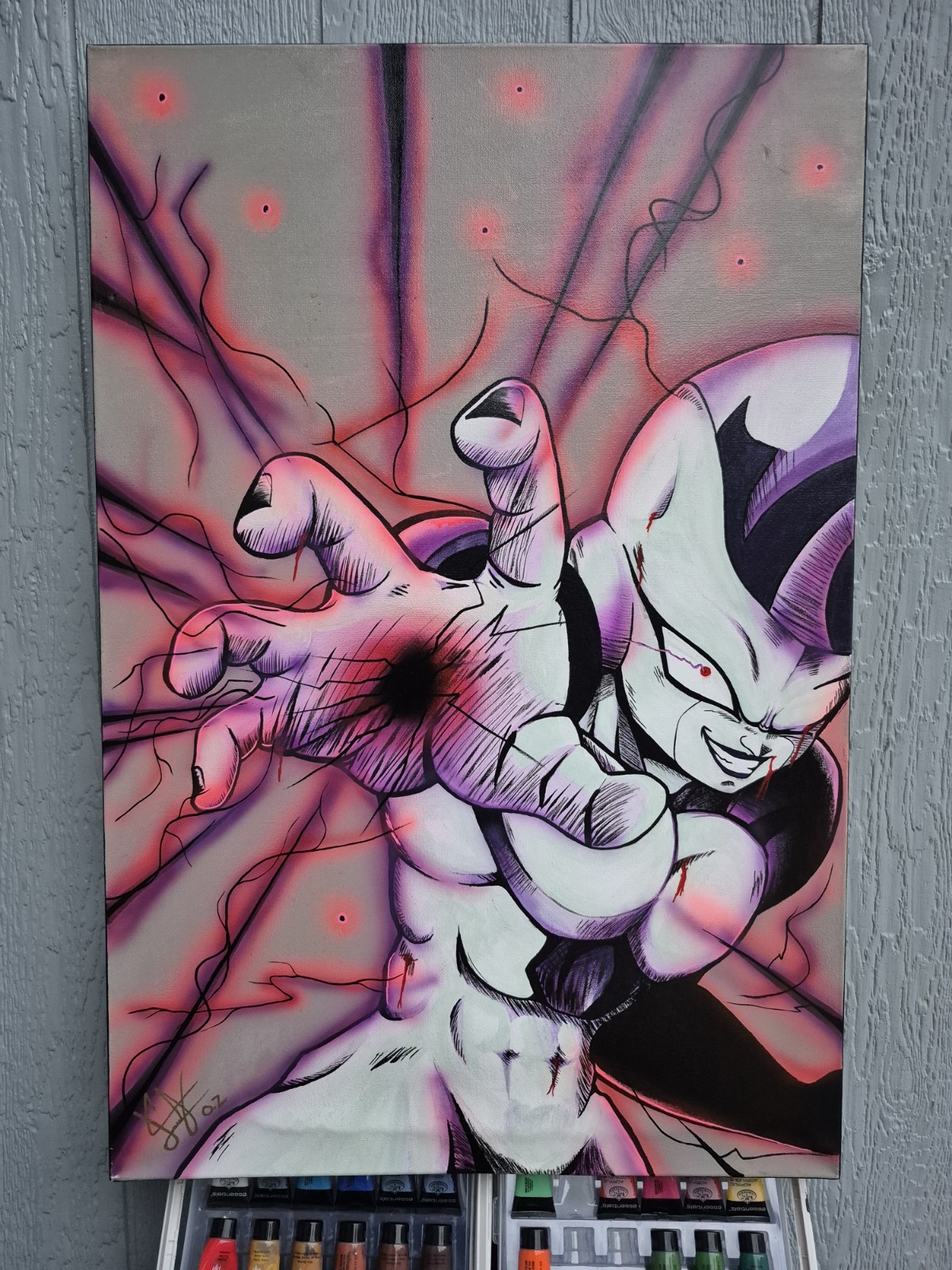 Frieza Anime Cartoon Pop Art Original Acrylic Painting on Canvas by o.z 24×36 in