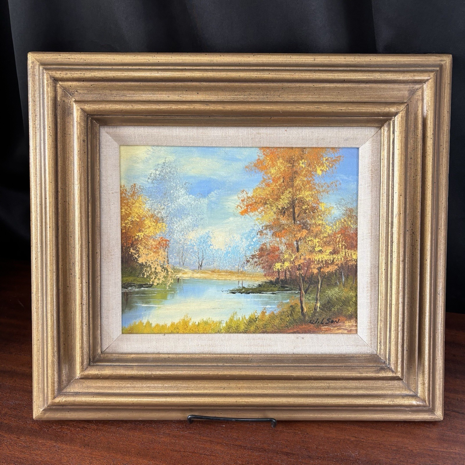 Vtg Framed Traditional Fall Landscape Painting 15×17 Realism Style Signed Art