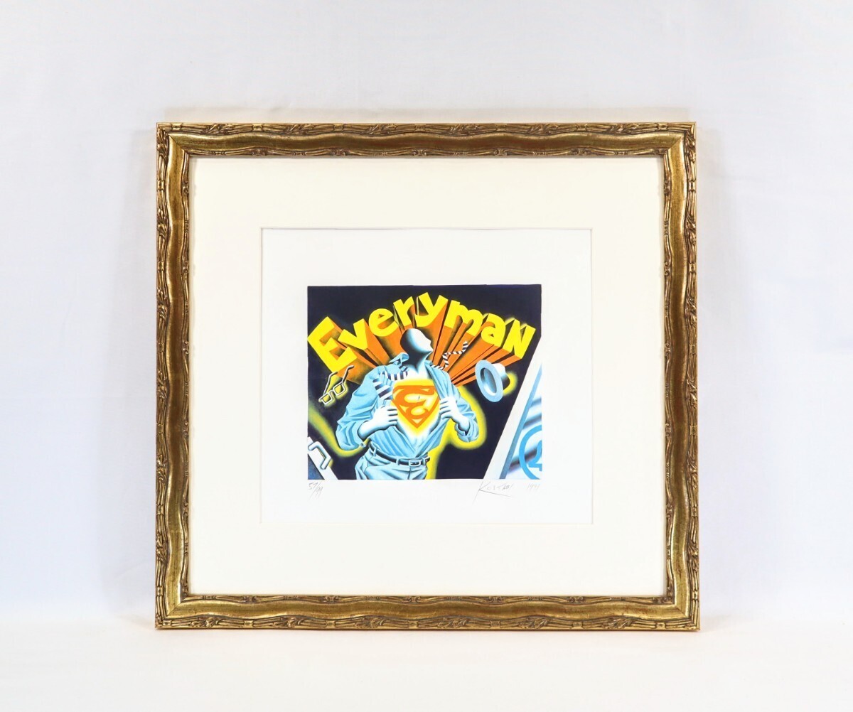 Mark Kostabi «Every Man» Screen Printing Signed Framed ED99 1991