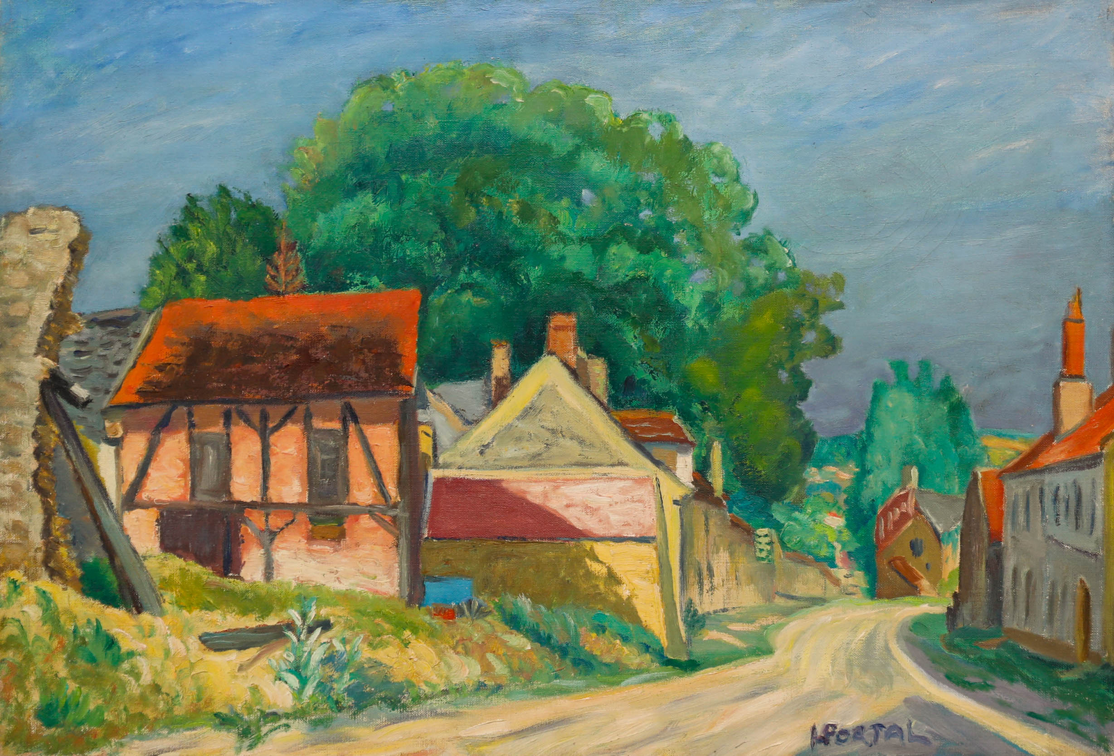 Henry Portal (1890-1982) – Mid 20th Century Oil, The Village Road