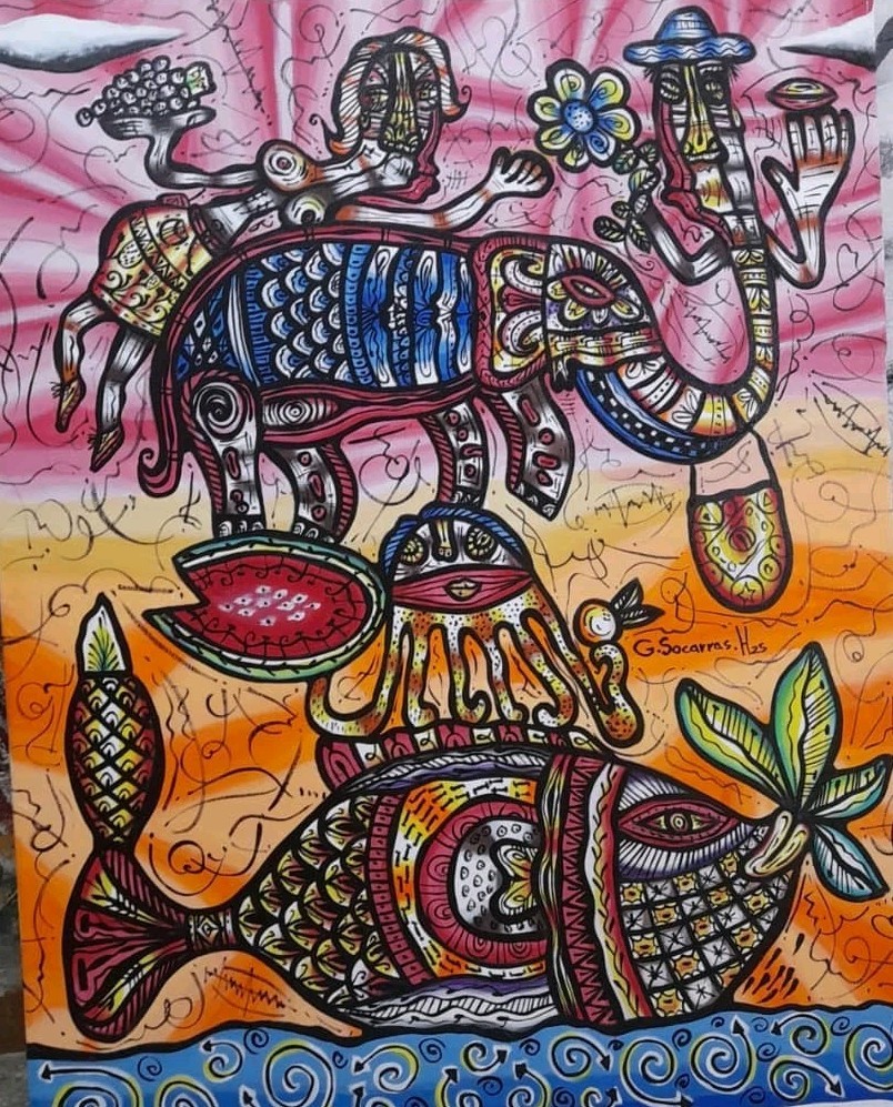 Acrylic/oil /Canvas by Guillermo.socarras cuban Art 100×80 Cm T: La Fortuna