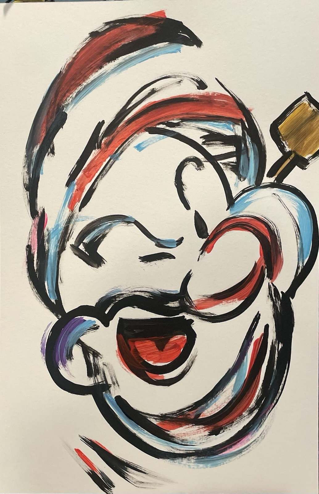 Original Cartoon Portrait Acrylic Painting Contemporary Art on Heavy paper