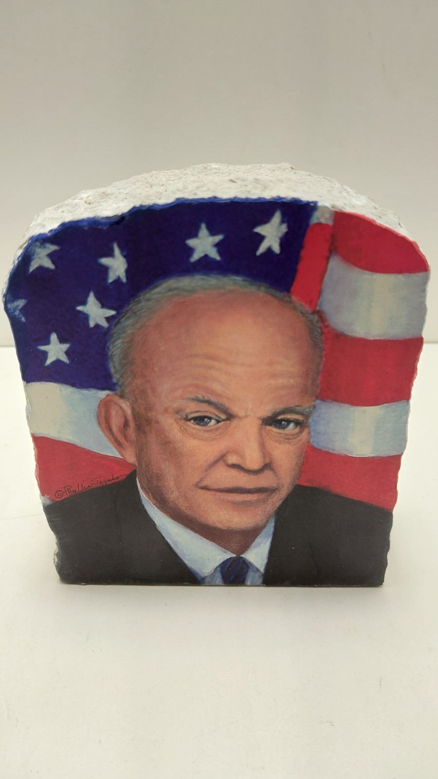 Vintage Images On Stone Art Phyllis Shanks 34th President Dwight D. Eisenhower