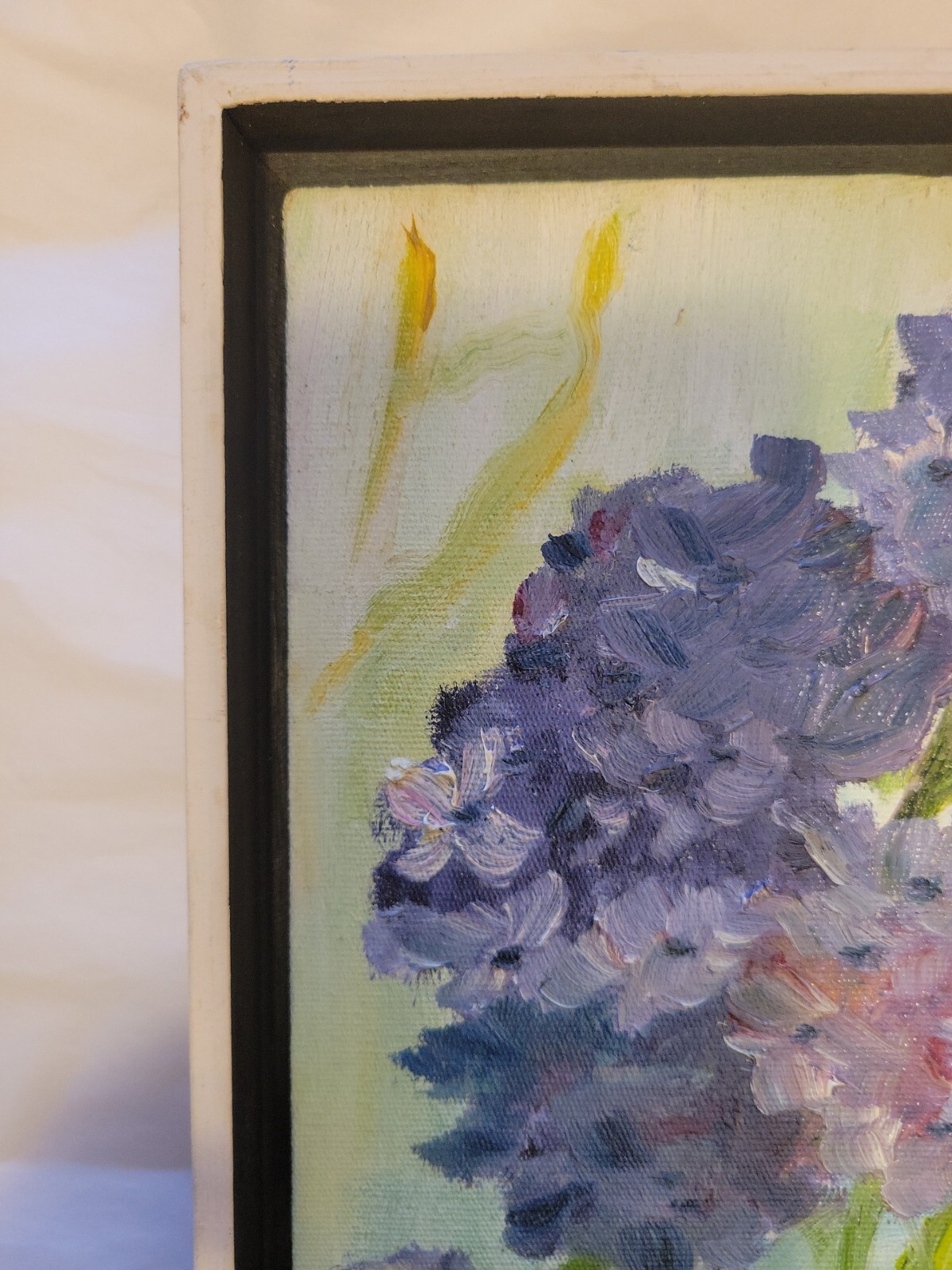 Hydrangeas Original Painting Acrylic On Canvas Floating Frame 13×9