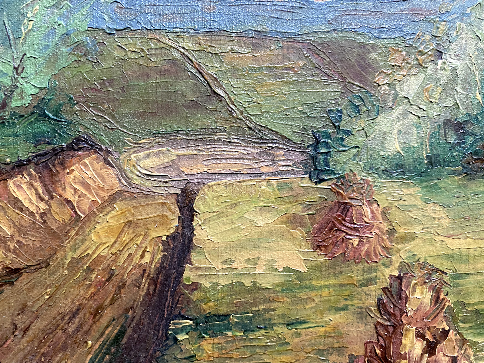 :ÖLGEMÄLDE LANDSCHAFT SOMMERTAG HEUGARBEN SIGNIERT PIOTR MI…°RAHMEN POLEN