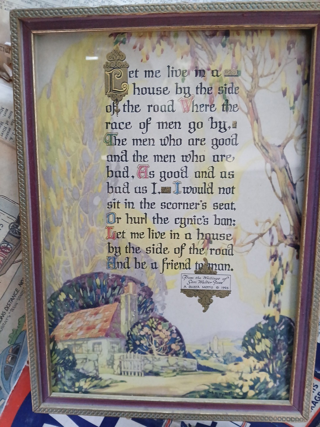 Poem by Sam Waler Goss A Buzza Motto 1925 Art Print Vintage Antique