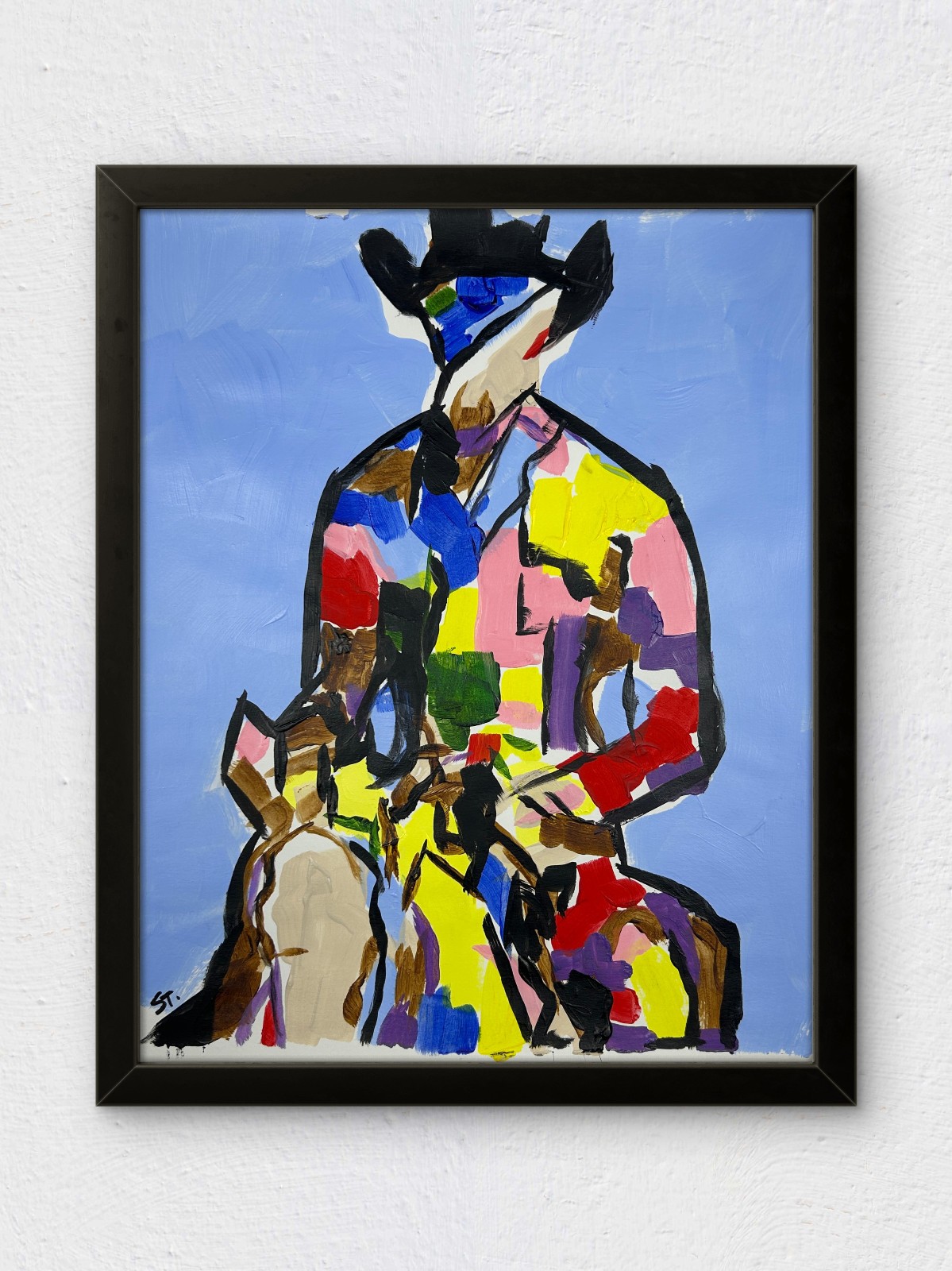 Abstract Cowboy Expressionist Wall Art STerling Original Paper Art 11×14