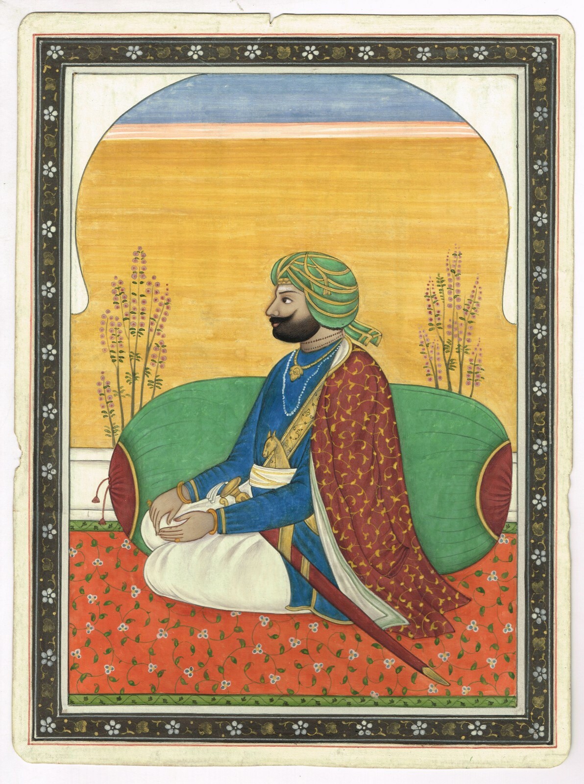 Miniature Portrait Paintings Of Sikh Maharaja – Handmade Sikh Art 8.5×11.5Inches
