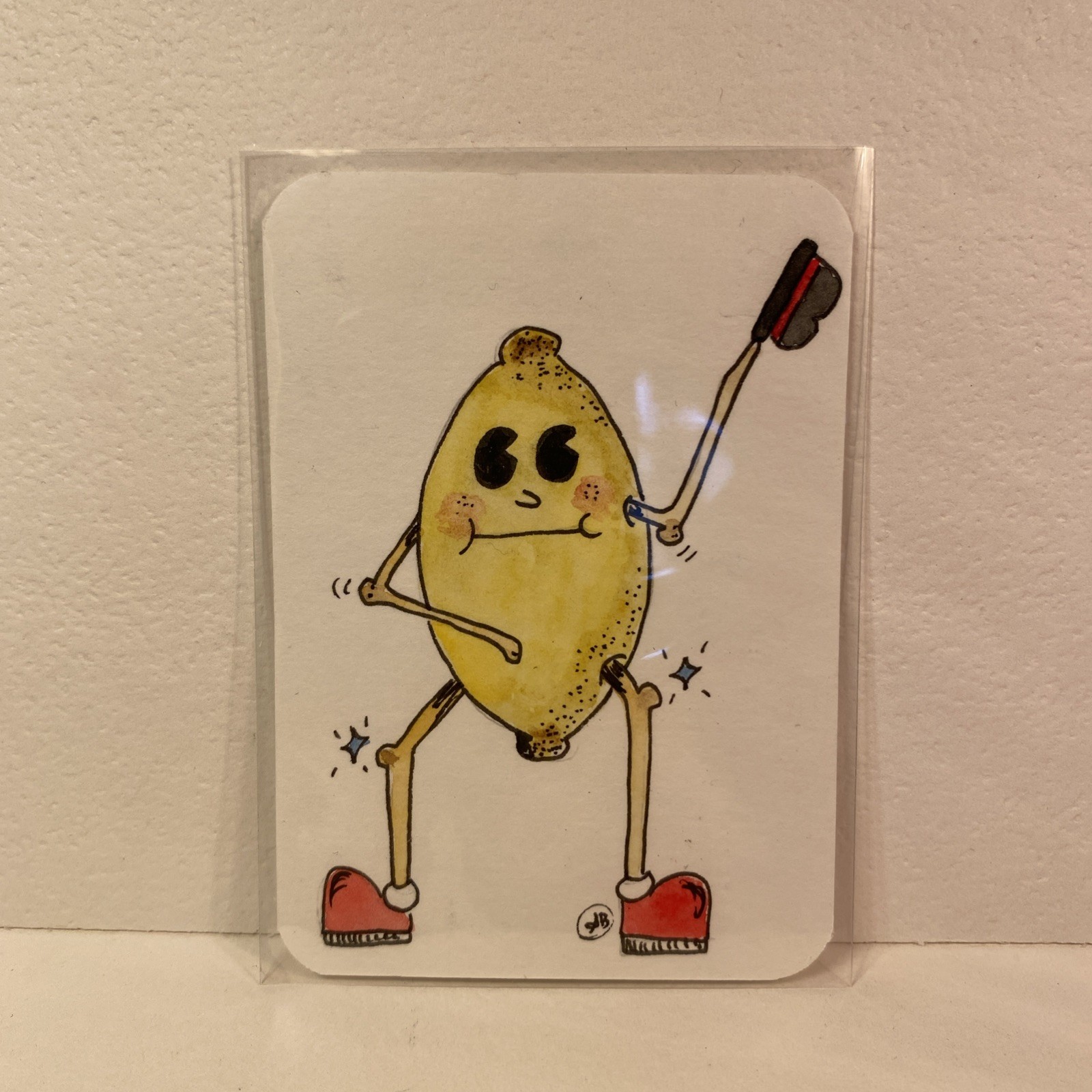 aceo original painting Watercolor Amphomorphic Foods Lemon Head