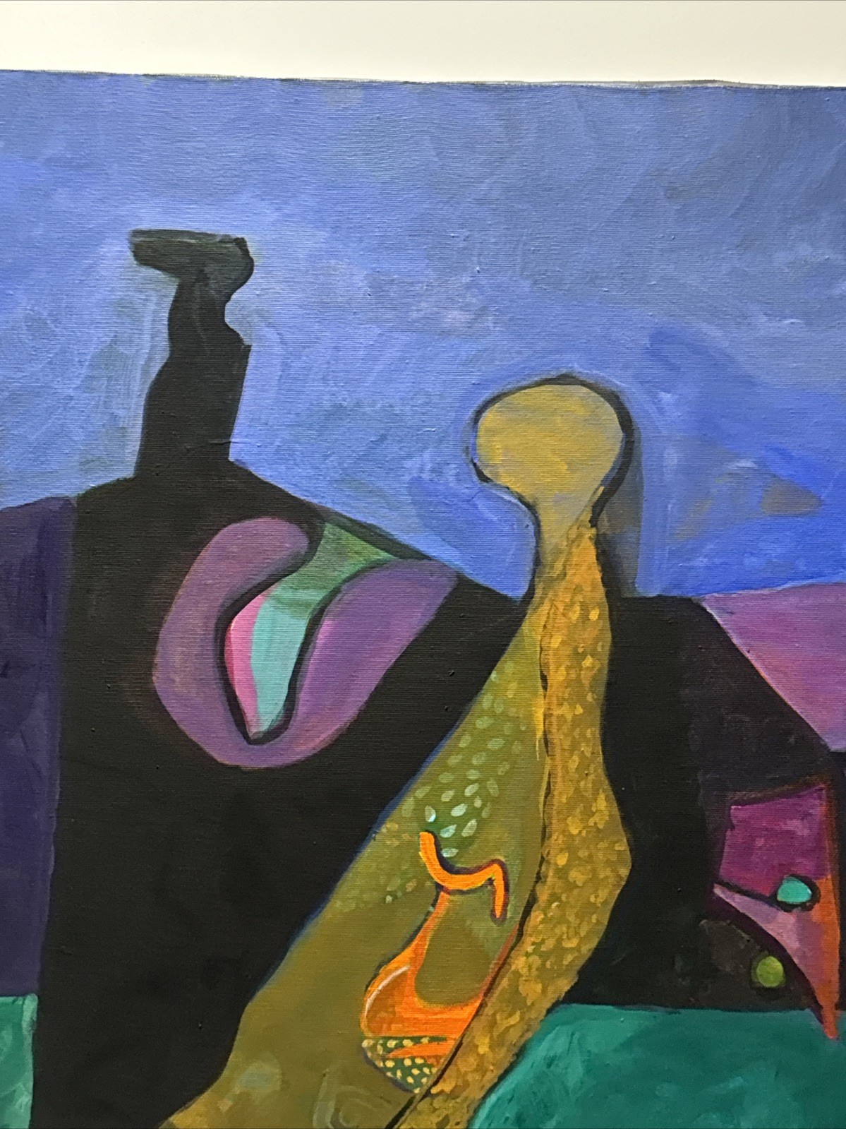 ABSTRACT PAINTING VINTAGE PHILIP NORTH CUBIST CUBISM FIGURES ORIGINAL High Noon