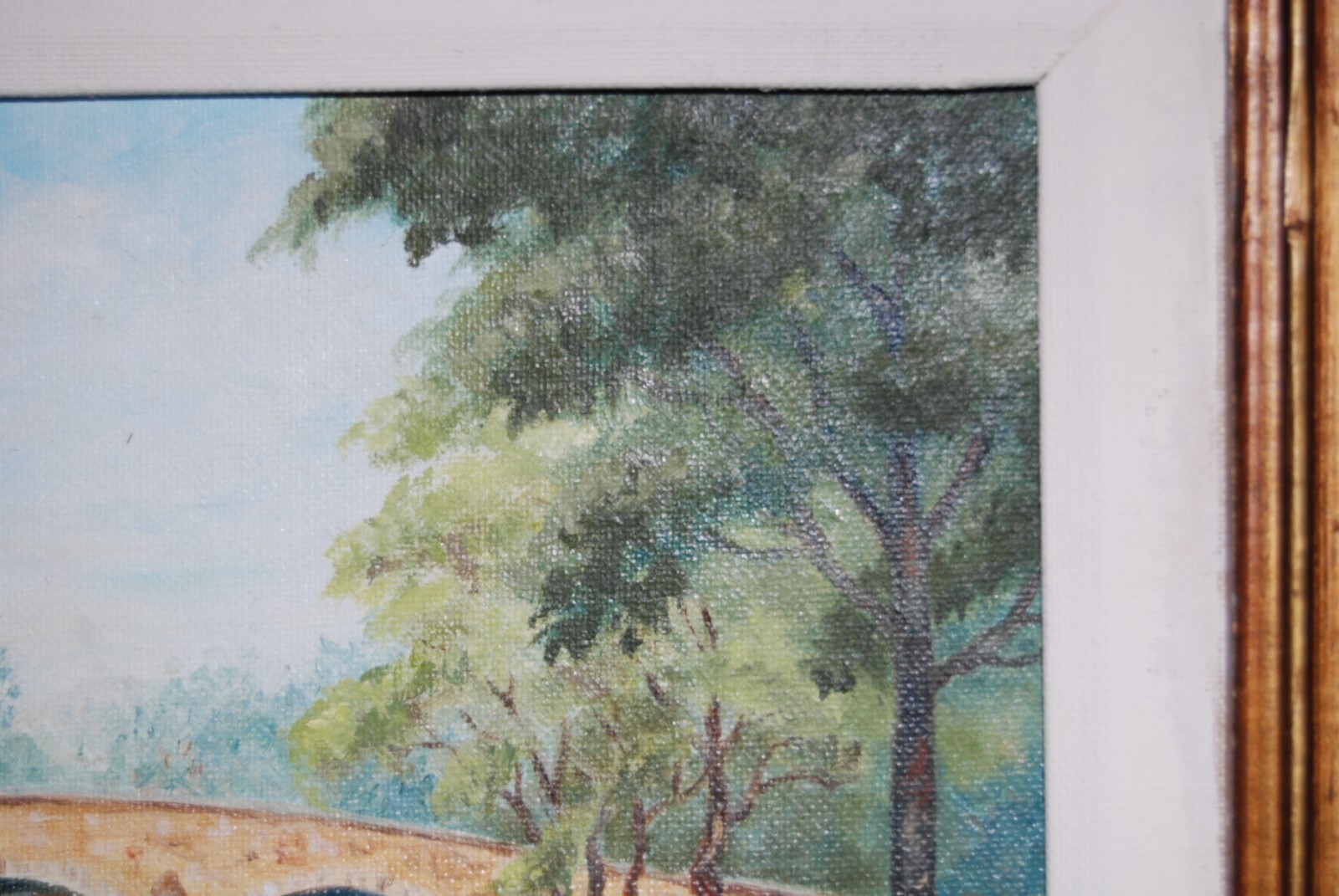 SIGNED FRAMED OIL BURNSIDE BRIDGE MD COUNTRY LANDSCAPE SCENE ARTIST MARY CARRILL