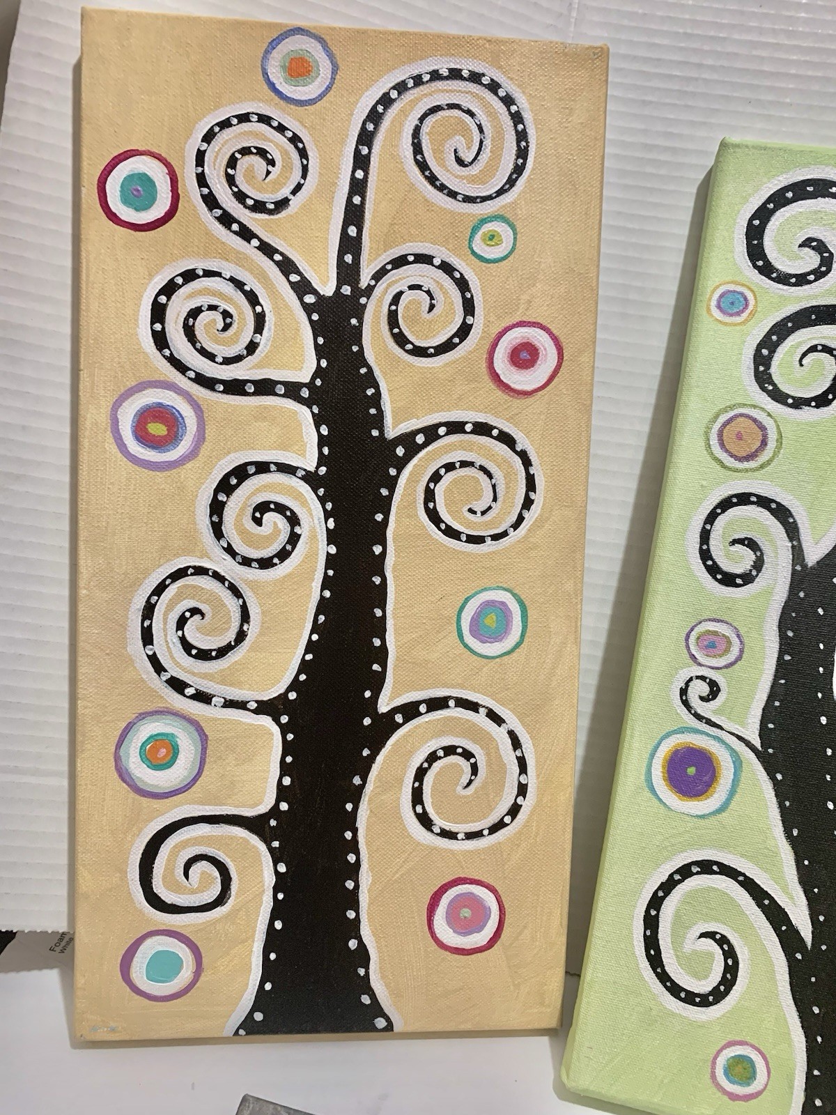 4 Original acrylic on canvas. Local artisan artwork. Owl artwork. Dreamy Unique