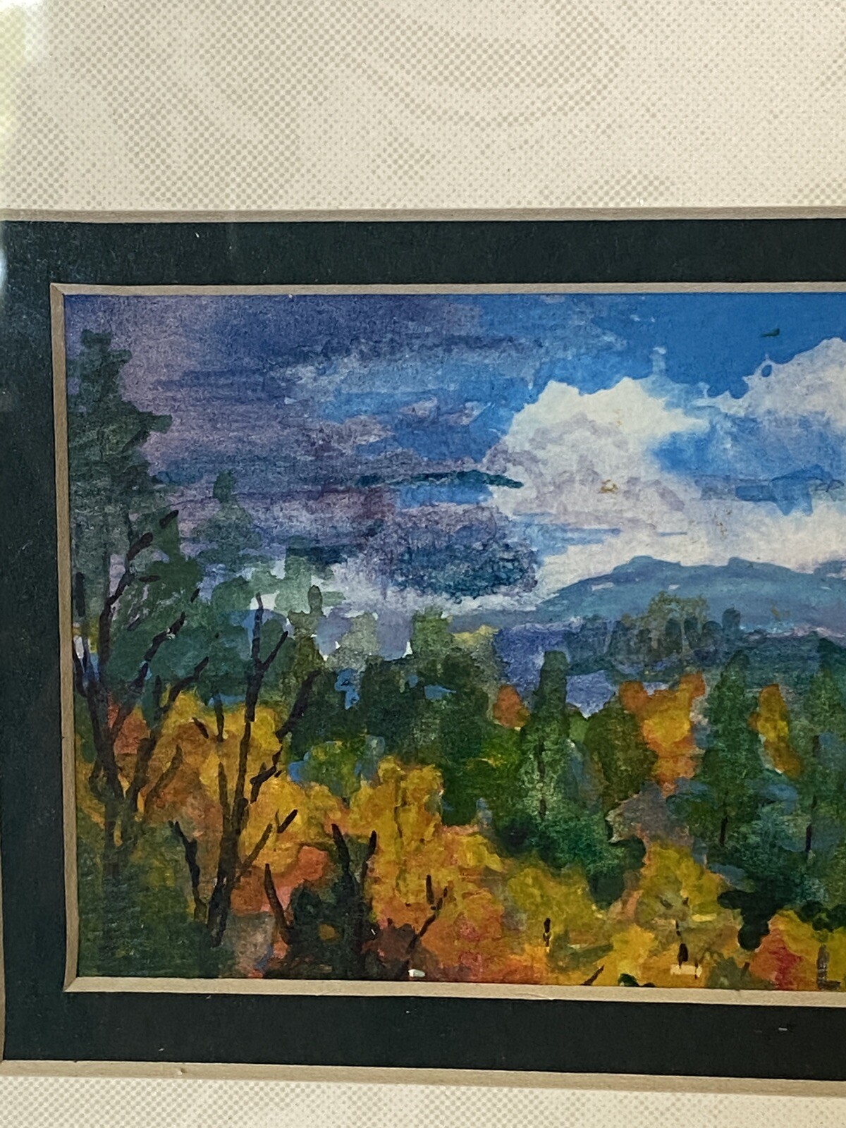 Lorane Page Original Framed Watercolor – Fall Landscape Mountain Sunset