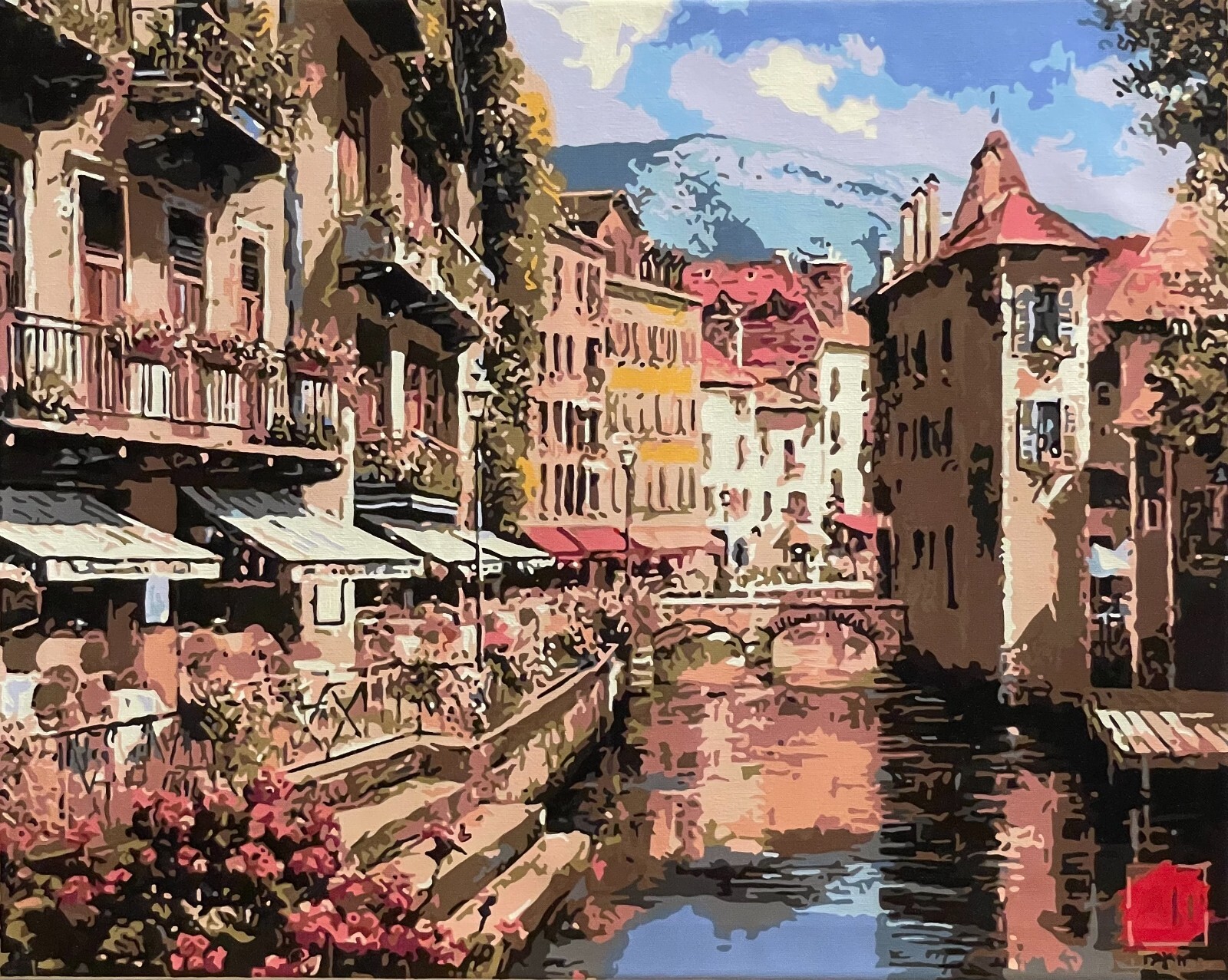 Completed Paint by Number Mounted Canvas – Venice Morning 16″ x 20″