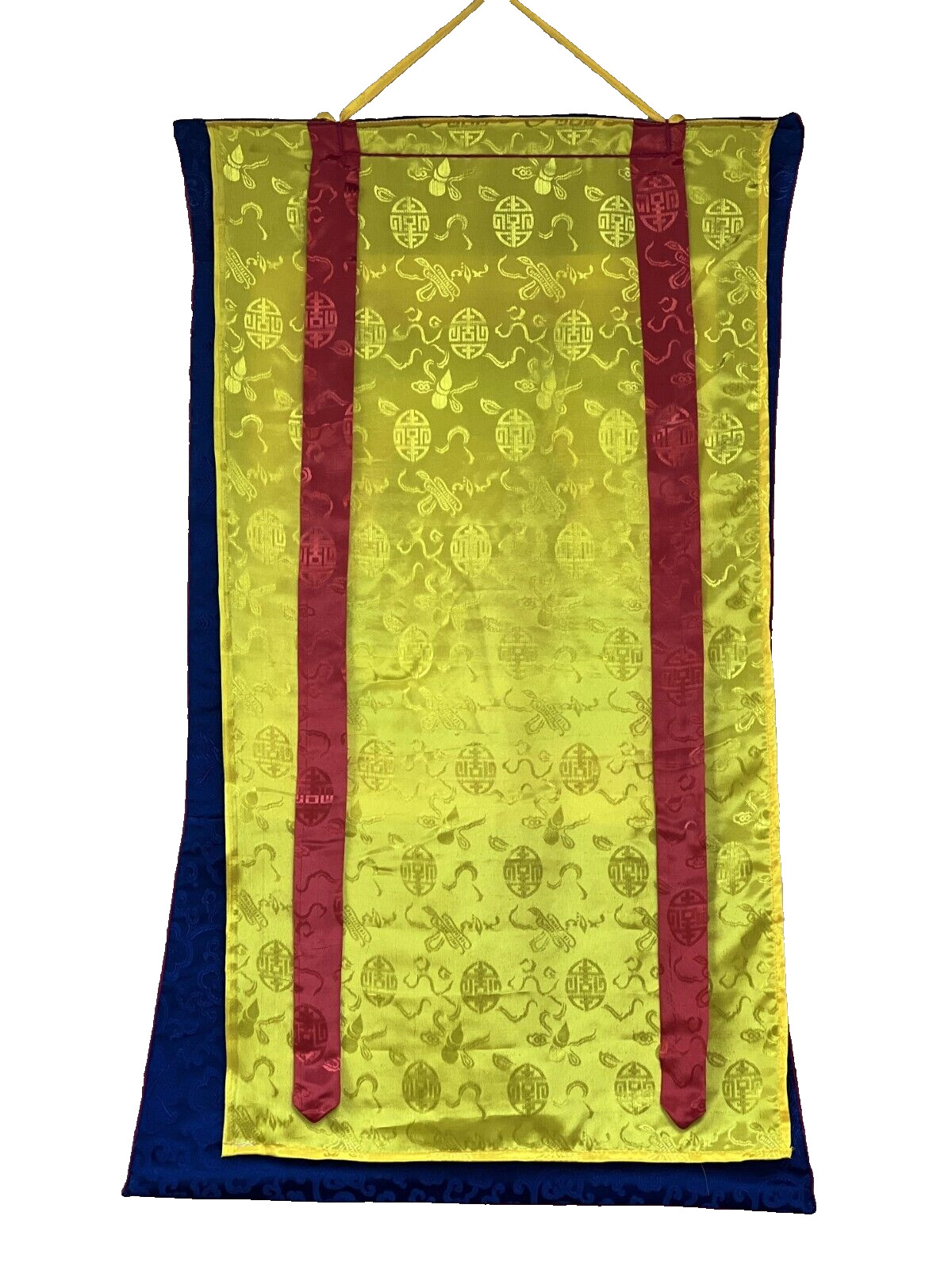 AVALOKITESHVARA/ CHENREZIG ORIGINAL TIBETAN THANGKA PAINTING WITH SILK BROCADE