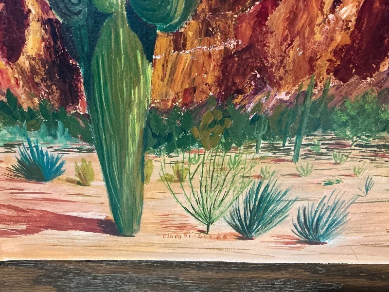 Signed Original Desert Landscape Painting, Superstition Mountain, Mesa, Arizona