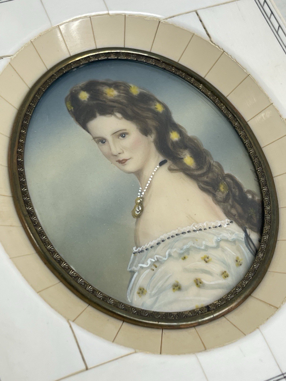 19th Century Miniature Portrait Empress Elisabeth “ Sisi “ Austria – Signed