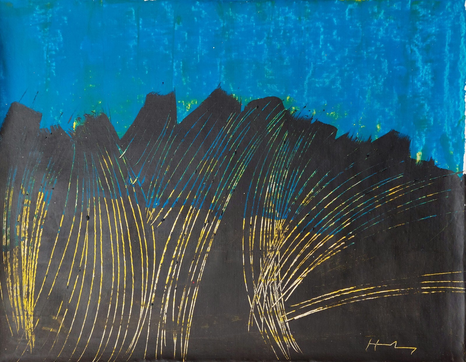 Hans Hartung Signed Abstract Expressionist Oil Painting on Canvas – German Art