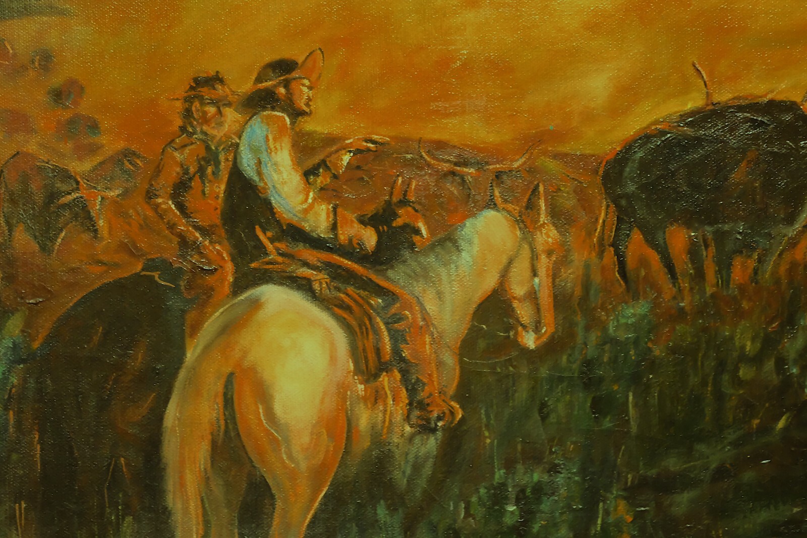 Dickison (?) Oil (?) Painting on stretched canvas Very Good Condition 22X22in