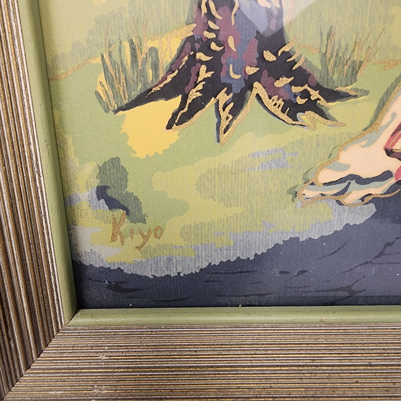 Vintage «Kiyo» Signed Pair Of MCM WC Paintings Japanese Lady & Man With Frames