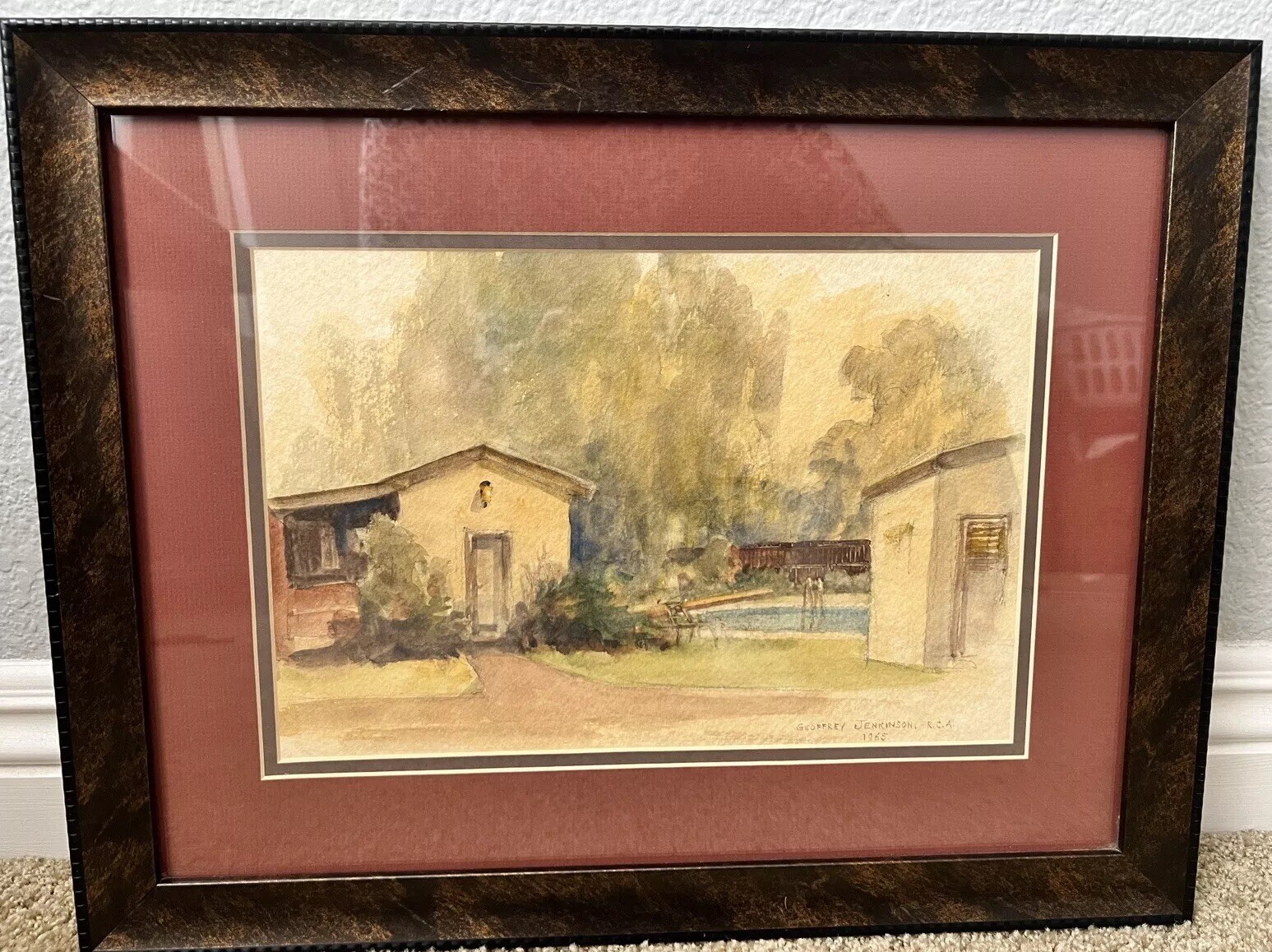 Vintage GEOFFREY JENKINSON RCA (1925-2005) Watercolor Painting Dated 1965 Framed