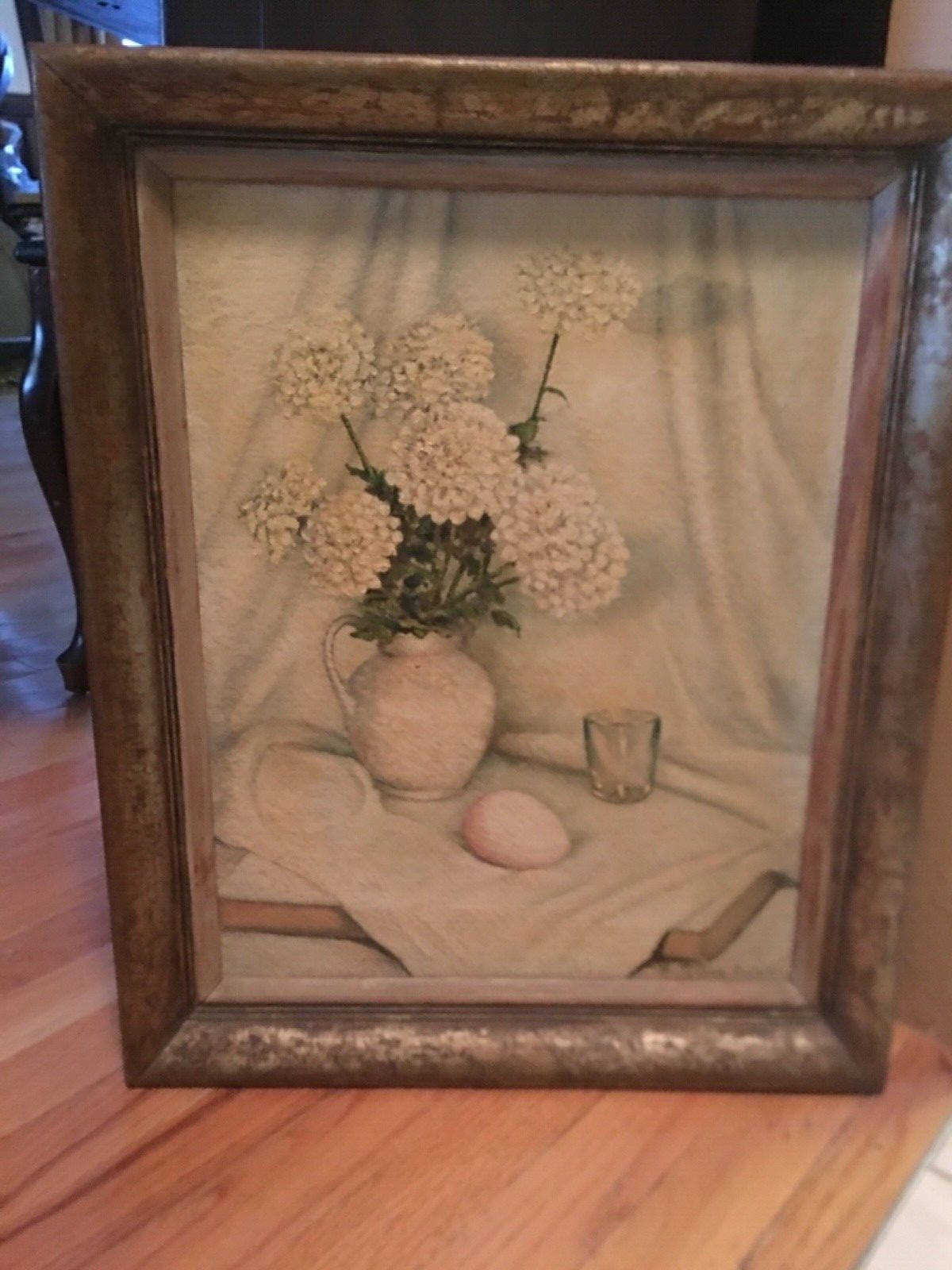 Vtg Framed Oil on the Board Still Life Floral Egg Signed Artist N Turner Shein
