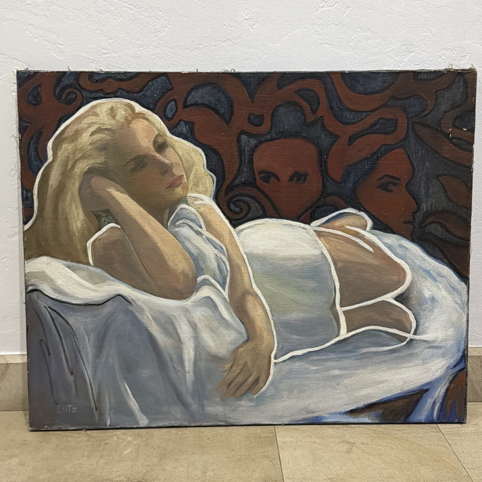 Lutz Braun* Realistic Signed Portrait Painting Boudoir Art Surreal Figural Woman
