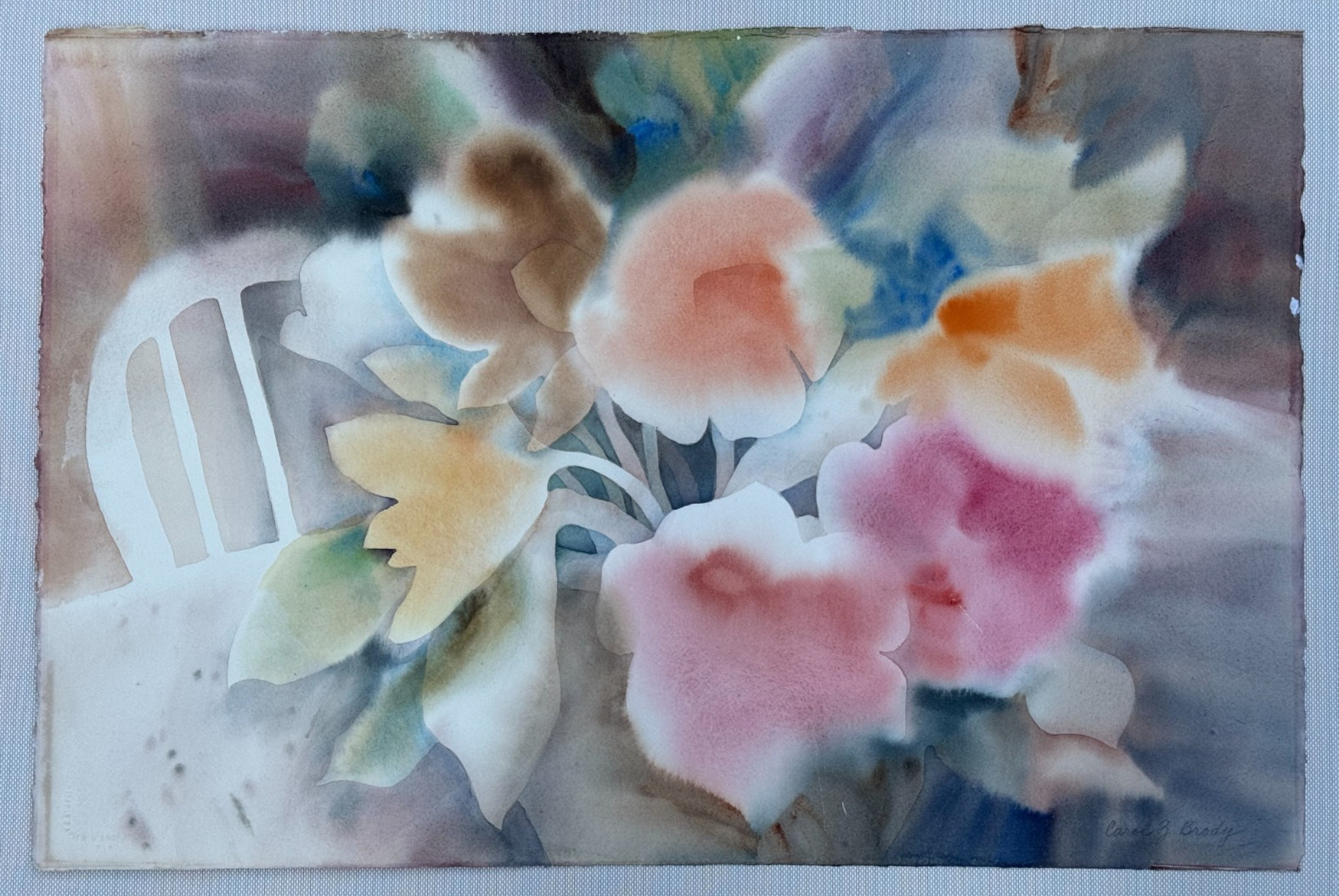 CAROL Z BRODY SIGNED ORIGINAL WATERCOLOR PAINTING ABSTRACT IMPRESSIONIST FLOWERS