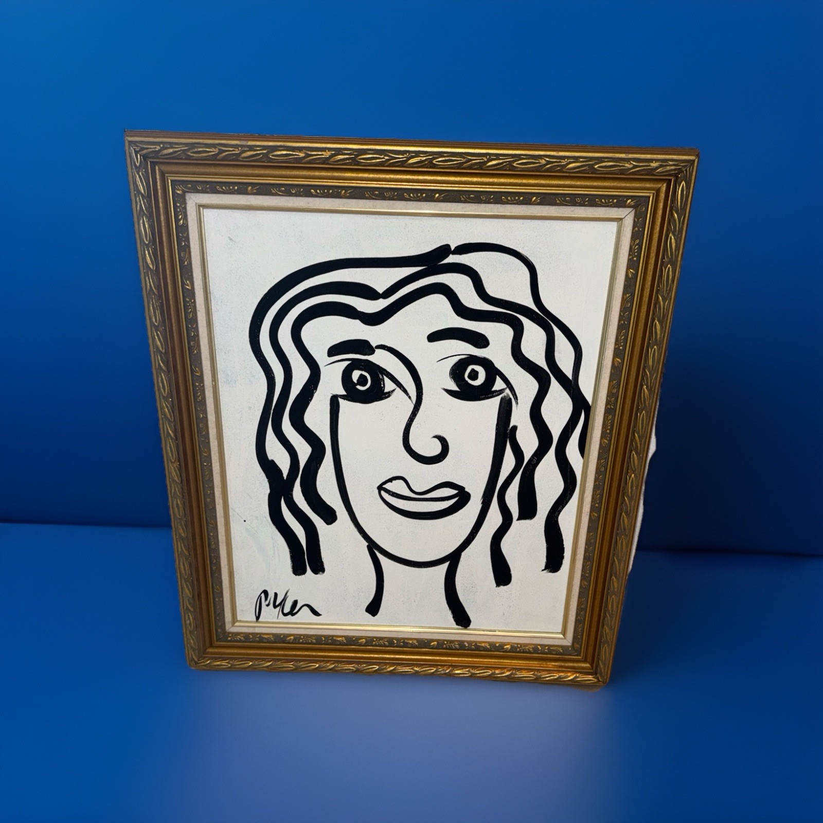 PETER KEIL ACRYLIC PAINTING – SET IN A QUALITY FRAME 26”x30” BLACK & WHITE
