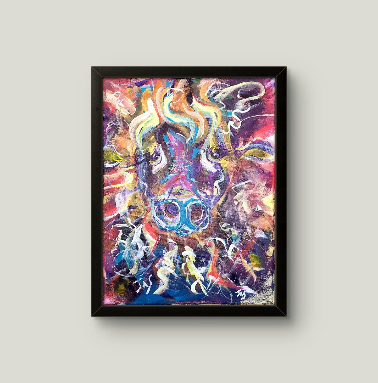 Original Sheep Acrylic 14 X 11 Painting Expressionism Quirky Farm Home Decor