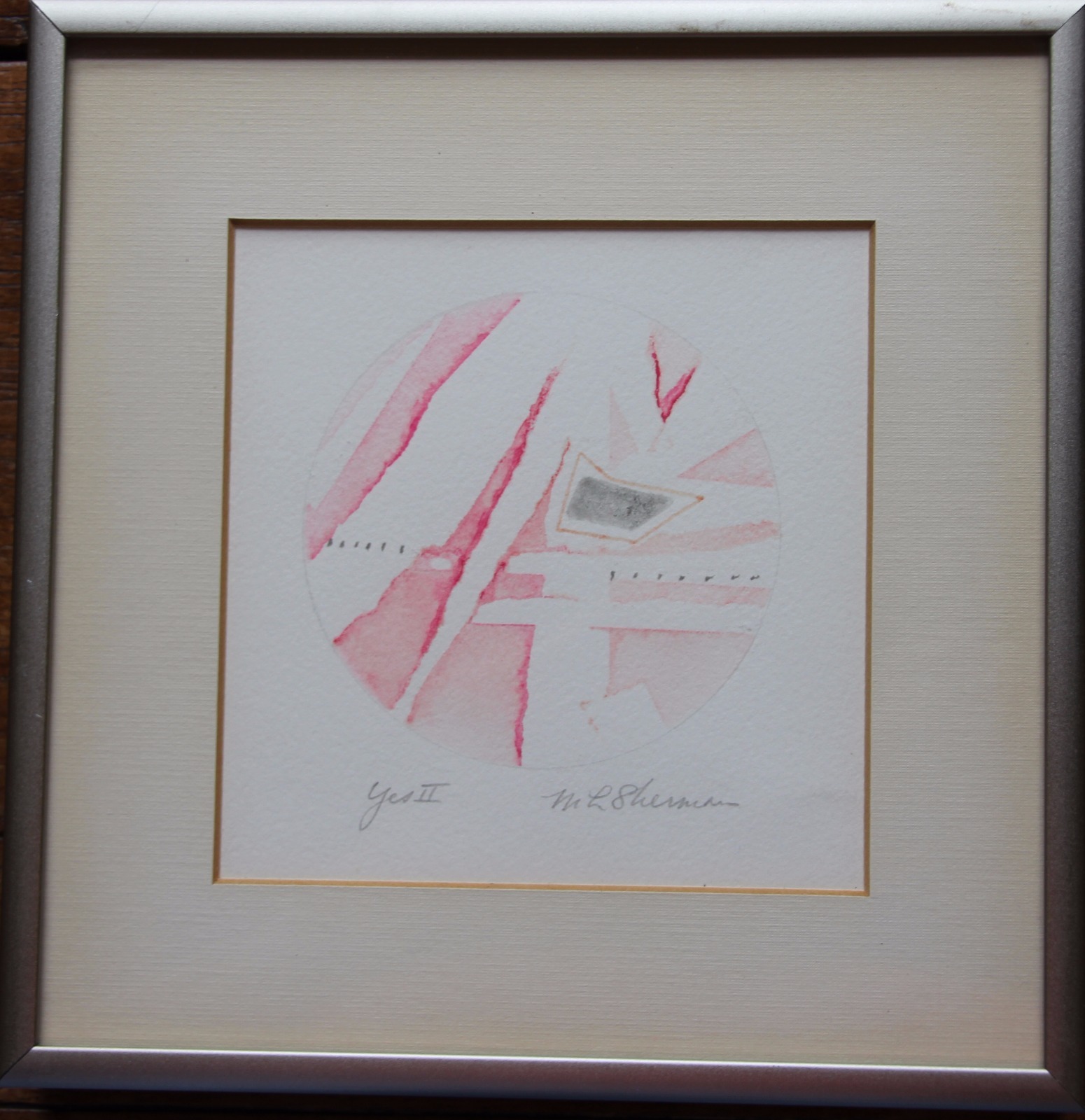 M L Sherman Abstract Artwork ‘Yes II’ Signed Matted and Framed