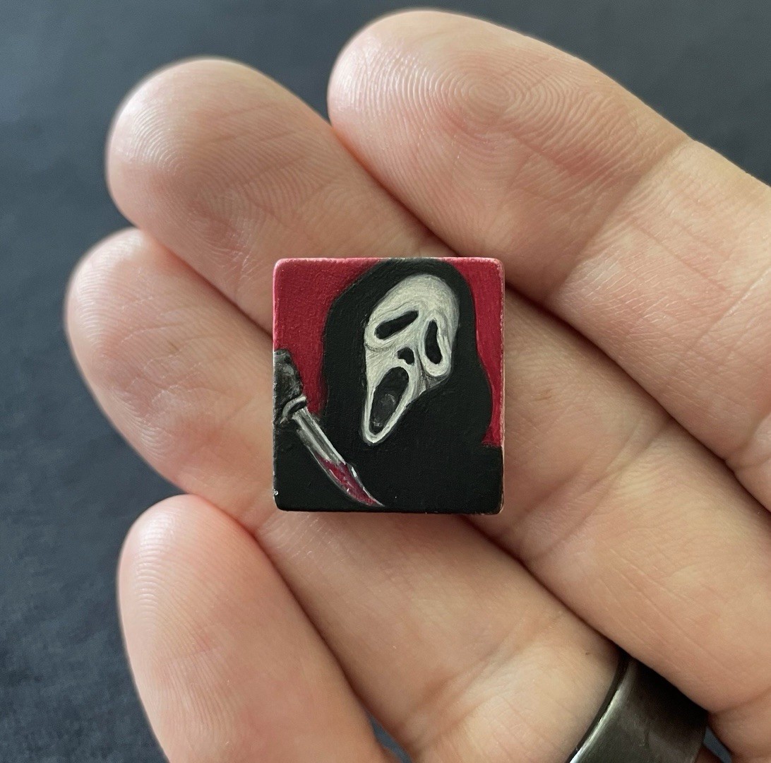Scream Ghostface Killer Horror Art Miniature Oil Painting Original Scrabble Tile