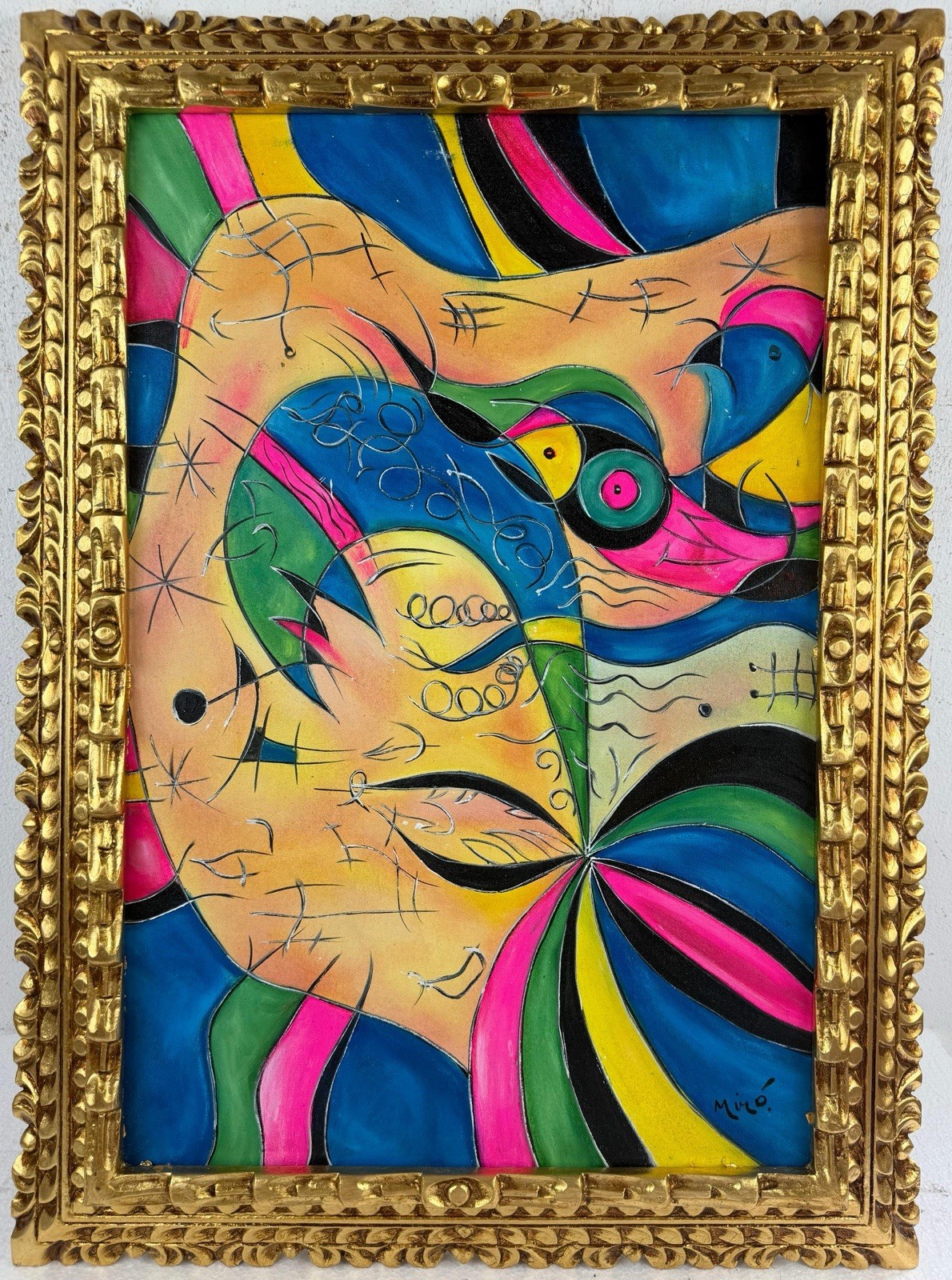 Joan Miró (Handmade) Oil On Canvas Painting signed and stamped