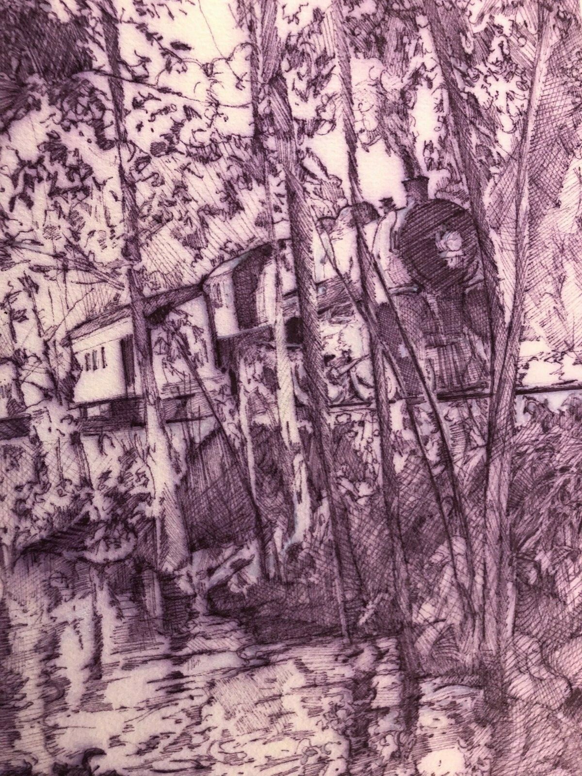 Rare Original Published Book Art Painting Steven Stroud Train