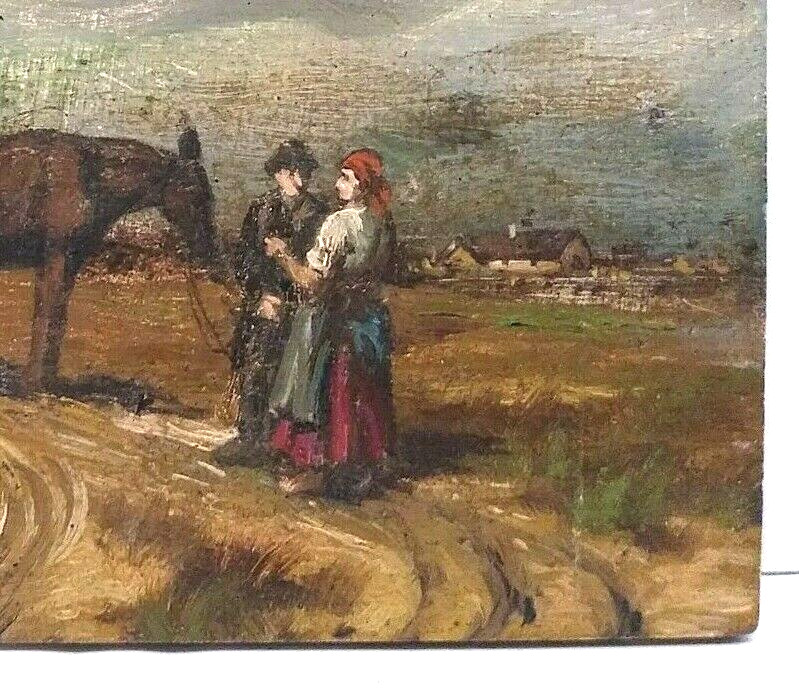 LISTED HUNGARIAN MIKULAS SZEMERE-SMRTNIK Sd ORIG OIL on WOOD FIGURES w/ HORSE