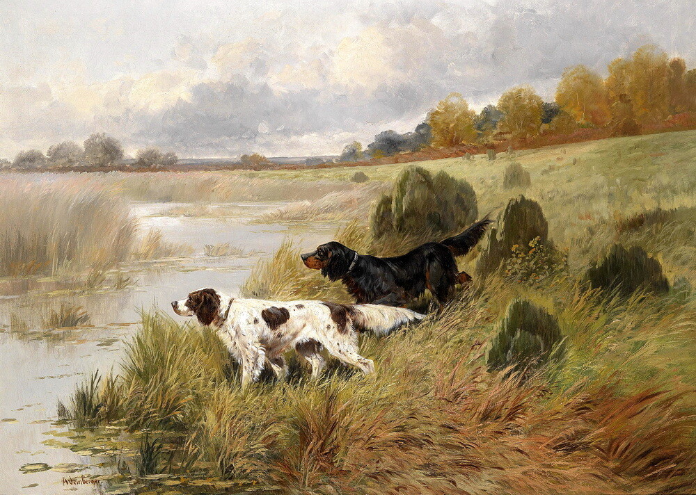 Hound Dogs Decor Oil Painting Giclee Print Canvas