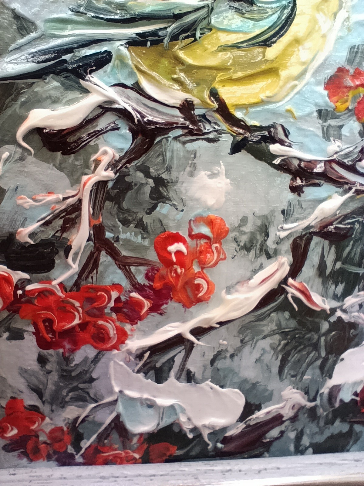 Winter Tit Original oil painting Impasto Signature Size 6*4 Winter landscape