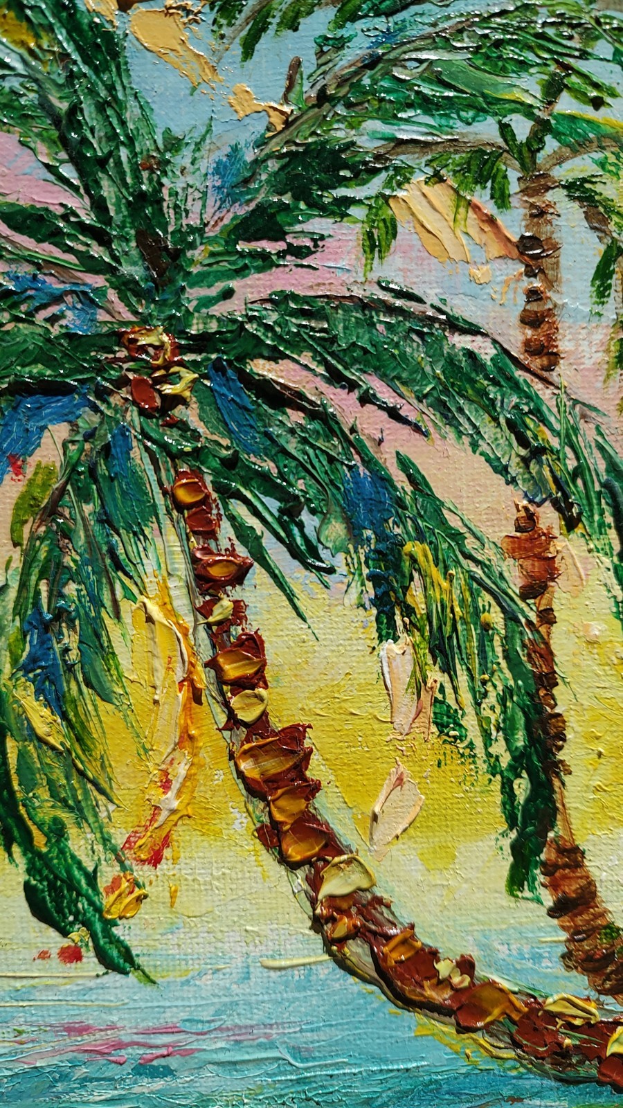 Sunset Sailboat colorful Original pallet knife oil painting 16″x12″ canvas panel
